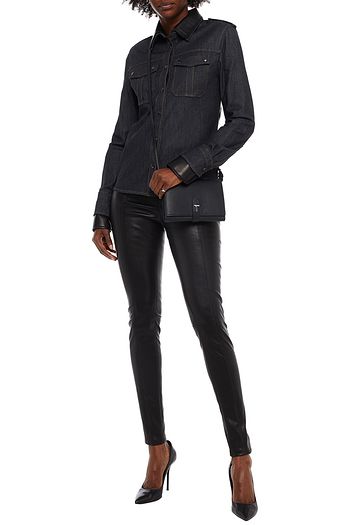 TOM FORD Jeanshemd mit Ledereinsatz