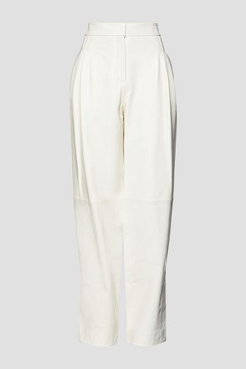 16ARLINGTON Pleated leather straight-leg pants