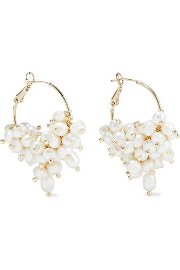 SHASHI 18-karat gold vermeil freshwater pearl hoop earrings