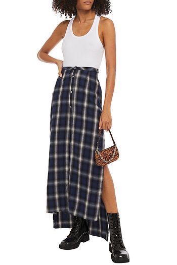 AMIRI Checked cotton-blend flannel maxi skirt