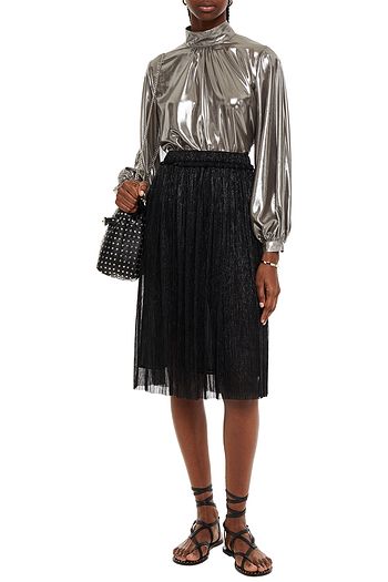 ISABEL MARANT ÉTOILE Beatrice gathered metallic knitted skirt