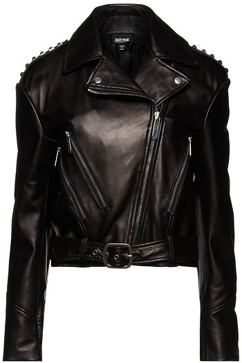JUST CAVALLI Studded leather biker jacket