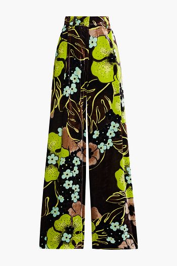 DRIES VAN NOTEN Podium floral-print velvet wide-leg pants