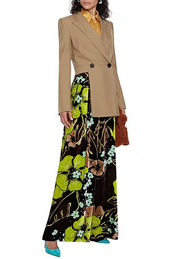DRIES VAN NOTEN Podium floral-print velvet wide-leg pants