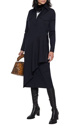 DRIES VAN NOTEN Deniz layered cotton and wool-blend twill midi shirt dress