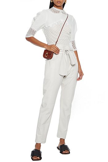 ISABEL MARANT Lyndon crocheted lace-paneled linen top