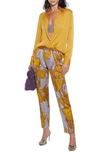 DRIES VAN NOTEN Palmira floral-print satin straight-leg pants