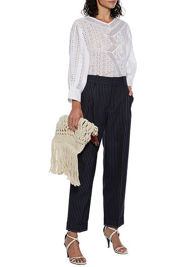 ISABEL MARANT Quena crocheted lace-paneled broderie anglaise ramie top