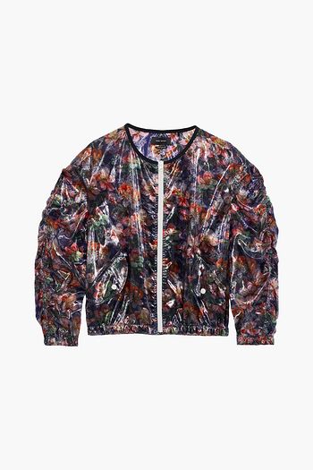ISABEL MARANT Ophia ruched floral-print shell bomber jacket
