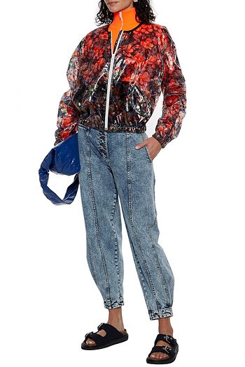 ISABEL MARANT Ophia ruched floral-print shell bomber jacket