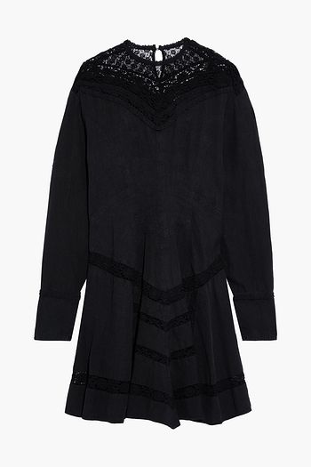 ISABEL MARANT Loko crocheted lace-paneled linen mini dress
