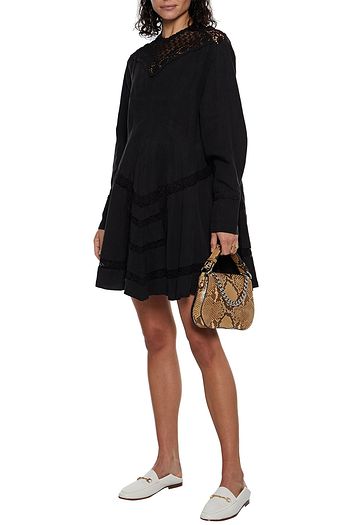 ISABEL MARANT Loko crocheted lace-paneled linen mini dress