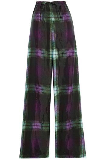 DRIES VAN NOTEN Puvis checked satin-twill wide-leg pants