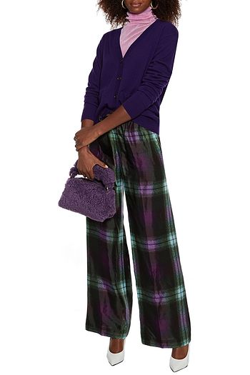 DRIES VAN NOTEN Puvis checked satin-twill wide-leg pants