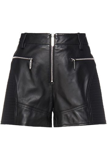 JUST CAVALLI Zip-detailed leather shorts