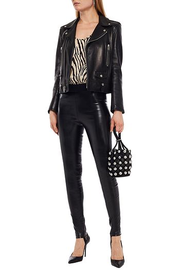 JUST CAVALLI Faux leather stirrup leggings