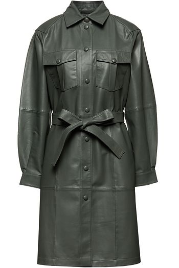 GESTUZ Saffi belted leather shirt dress