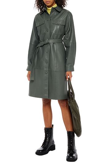 GESTUZ Saffi belted leather shirt dress