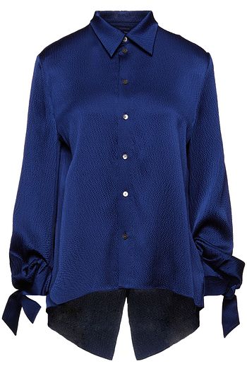 ROLAND MOURET Cassley draped hammered silk-satin shirt