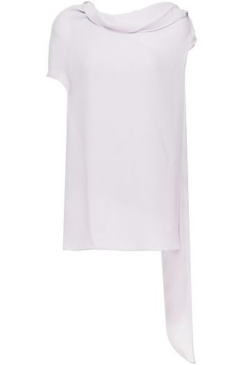 ROLAND MOURET Ozora one-shoulder bow-detailed silk crepe de chine top