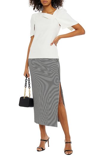 ROLAND MOURET Lynn pleated stretch-crepe top