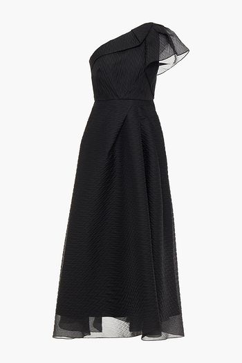 ROLAND MOURET Ostuni one-shoulder pleated silk-blend organza midi dress