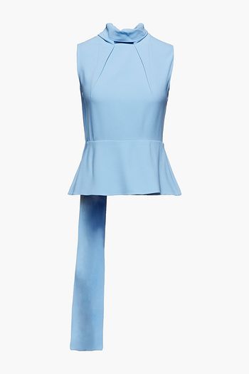 ROLAND MOURET Birkhall cutout draped crepe peplum top