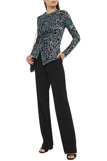 PACO RABANNE Button-detailed metallic velvet-jacquard top