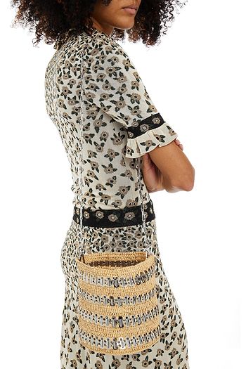 PACO RABANNE 1969 raffia and chainmail bucket bag