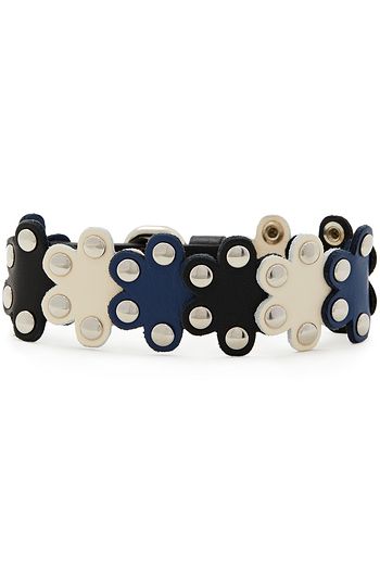 RED(V) Flower Puzzle leather bracelet