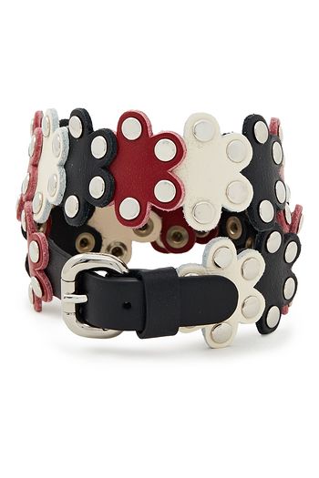 RED(V) Flower Puzzle leather wrap bracelet