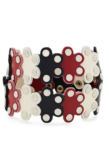 RED(V) Flower Puzzle leather wrap bracelet