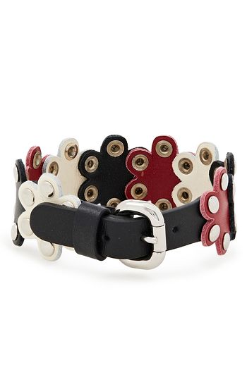 RED(V) Flower Puzzle leather bracelet