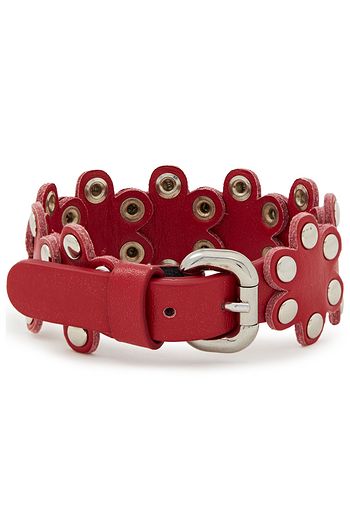 RED(V) Flower Puzzle leather bracelet