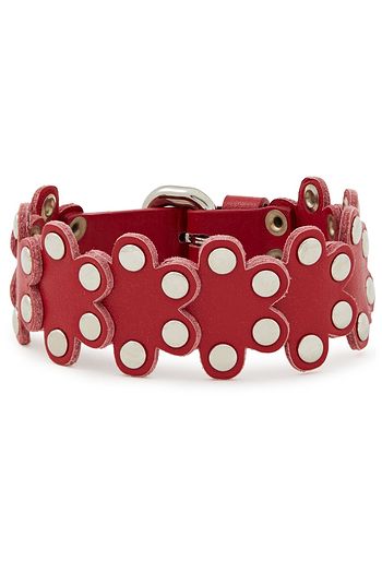 RED(V) Flower Puzzle leather bracelet