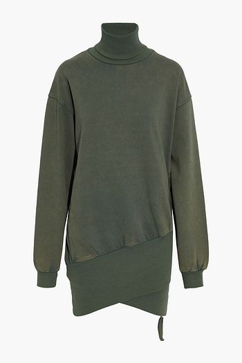 RETROFÊTE Desreen French cotton-terry turtleneck mini dress