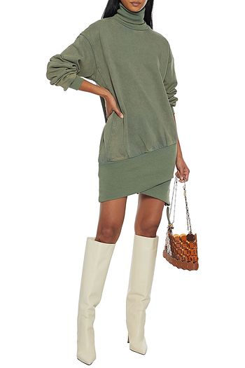 RETROFÊTE Desreen French cotton-terry turtleneck mini dress