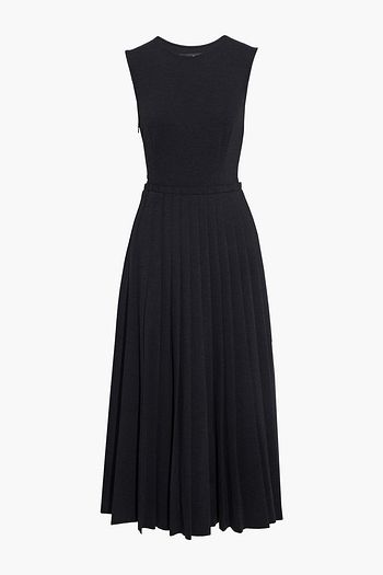 OSCAR DE LA RENTA Pleated mélange jersey midi dress