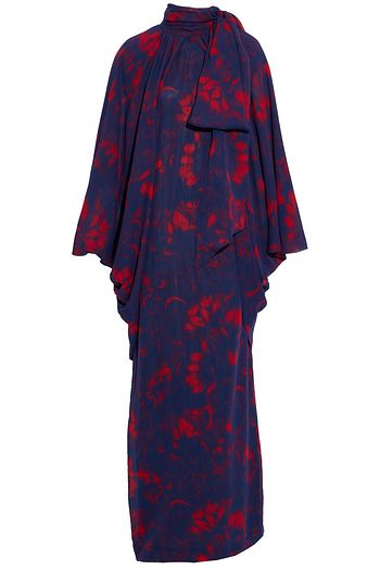 DRIES VAN NOTEN Daltz draped printed silk crepe de chine maxi dress