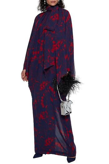 DRIES VAN NOTEN Daltz draped printed silk crepe de chine maxi dress