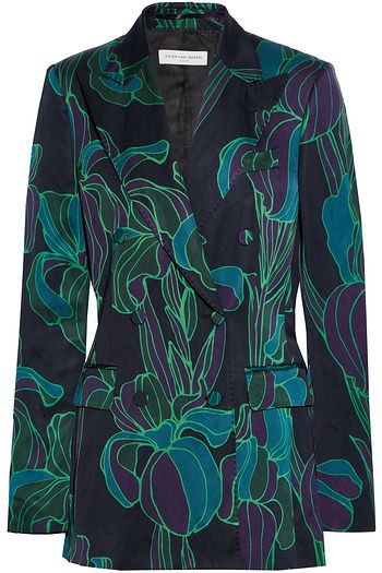 DRIES VAN NOTEN Balto double-breasted floral-print satin blazer
