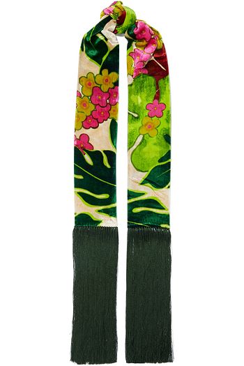 DRIES VAN NOTEN Fulia fringed floral-print velvet scarf