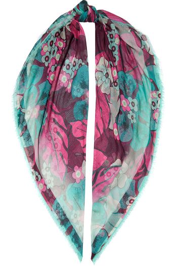 DRIES VAN NOTEN Fingerplant frayed floral-print silk and modal-blend scarf