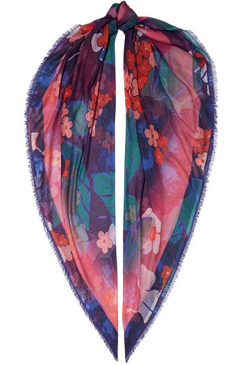 DRIES VAN NOTEN Fingerplant frayed floral-print silk and modal-blend scarf