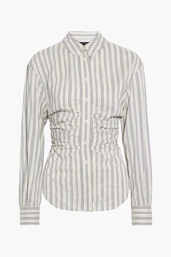 ISABEL MARANT Verona ruched striped silk, cupro and cotton-blend shirt