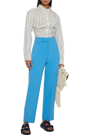 ISABEL MARANT Verona ruched striped silk, cupro and cotton-blend shirt