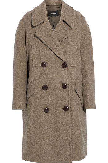 ISABEL MARANT Etim double-breasted mélange brushed wool coat