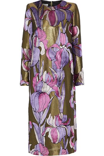 DRIES VAN NOTEN Daia printed velvet and lamé midi dress