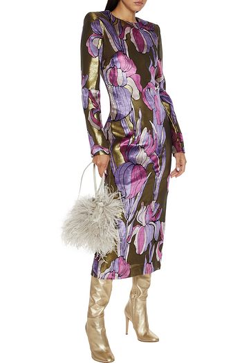 DRIES VAN NOTEN Daia printed velvet and lamé midi dress
