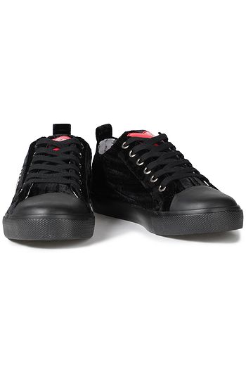 LOVE MOSCHINO Logo-appliquéd velvet sneakers
